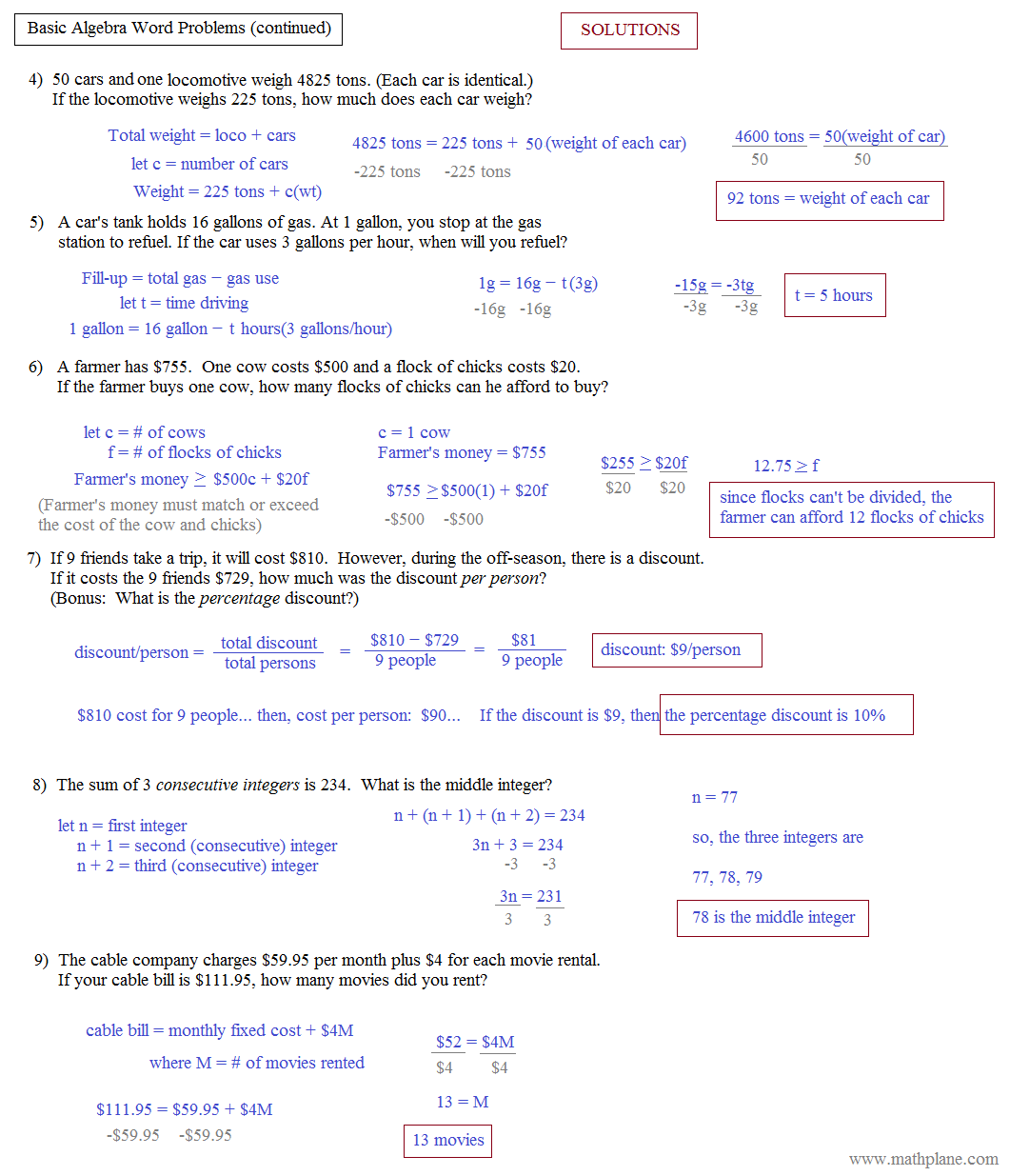 Algebraic Expressions Word Problems Worksheets The Best Worksheets