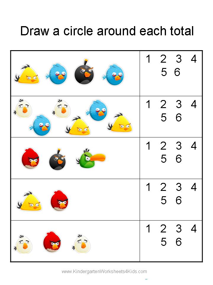 Angry Birds Math Worksheets For Kindergarten