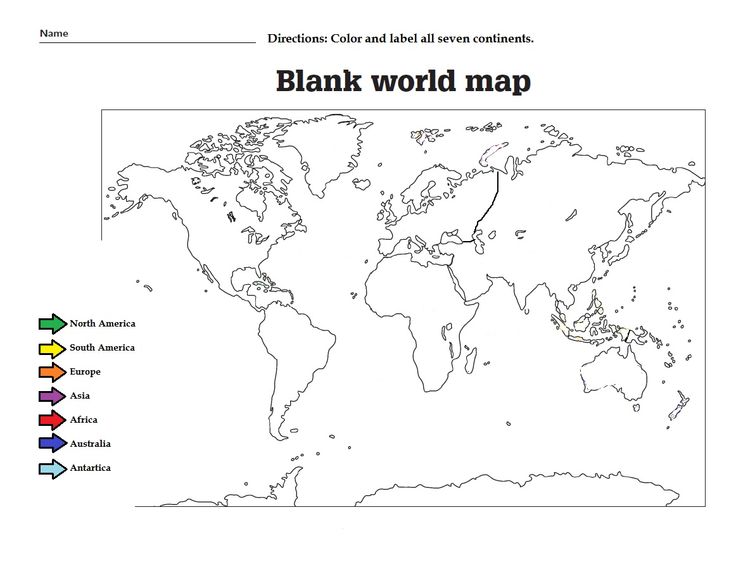Blank Map Of Continents And Oceans Worksheet Continents And Oceans