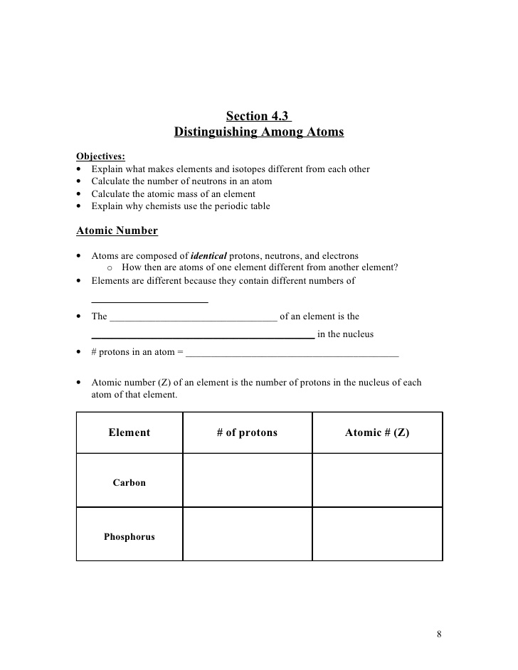 Chapter 4 Atomic Structure Worksheet Answer Key Pearson ...