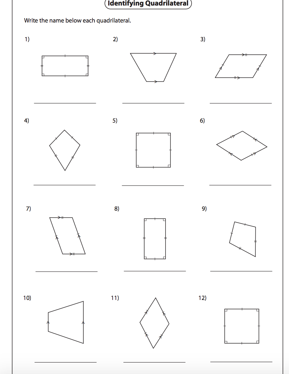Classifying Quadrilaterals Worksheet Nms Self Paced Math