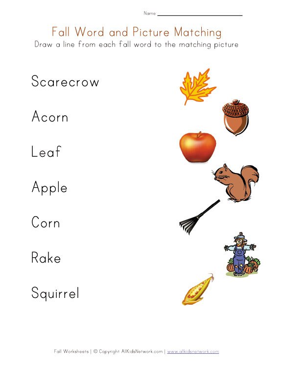 Collection Of Autumn Worksheets For Kindergarten Pdf
