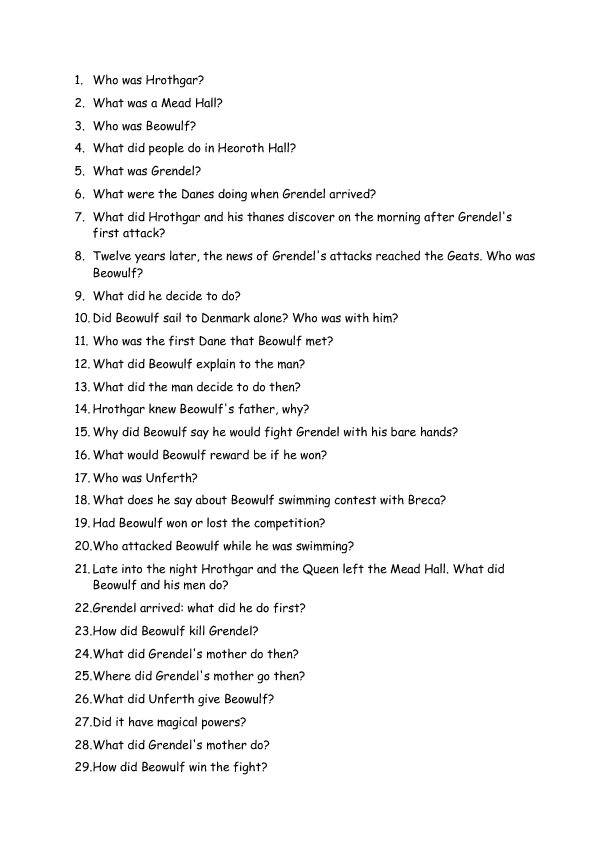 Collection Of Beowulf Worksheets Free Worksheets Samples Collection Of Beowulf Worksheets Free Worksheets Samples