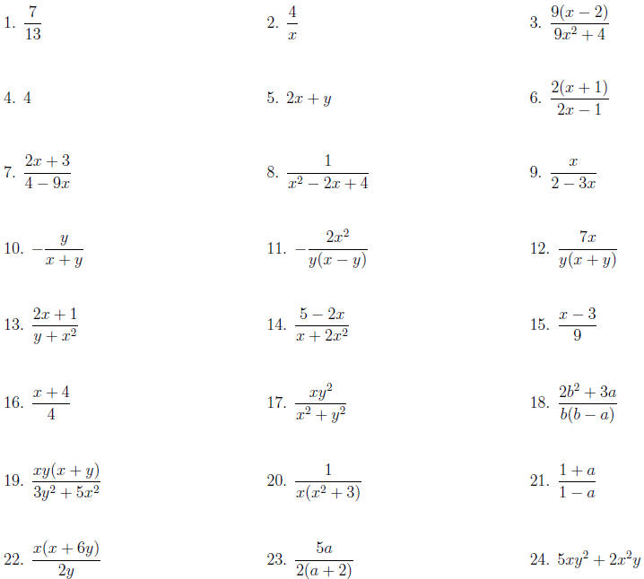 Collection Of Dividing Algebraic Fractions Worksheets Free