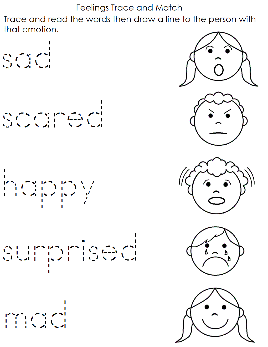 Collection Of Emotions Worksheets For Preschoolers