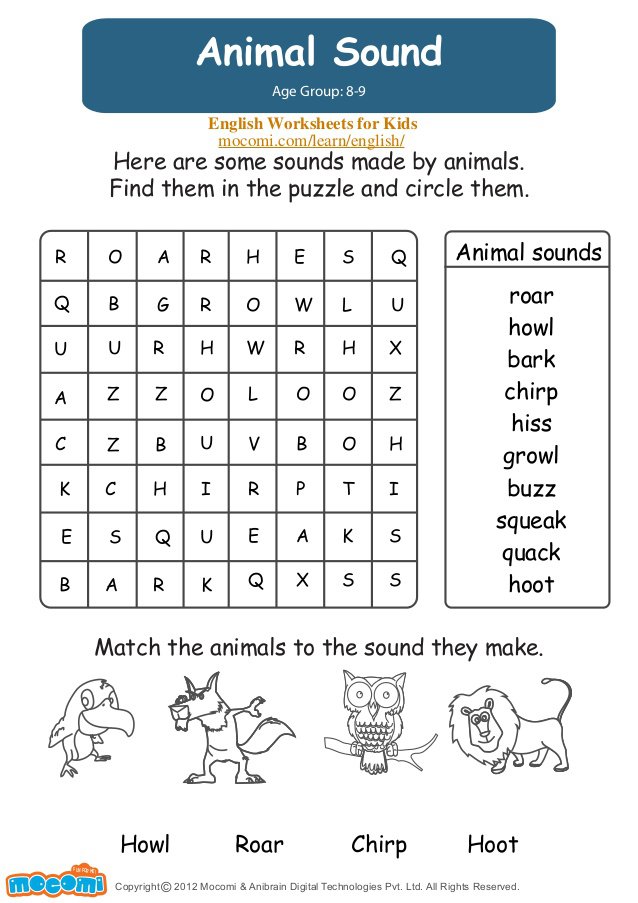 worksheets for kids learning english