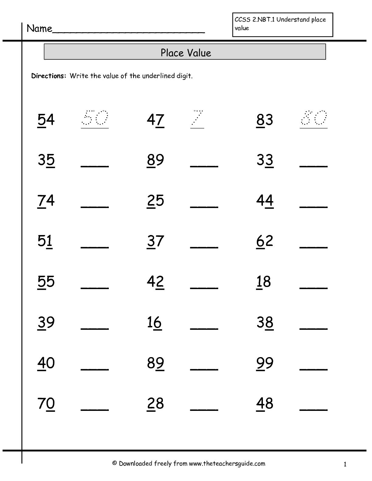 Collection Of Free Printable Math Worksheets For Place Value