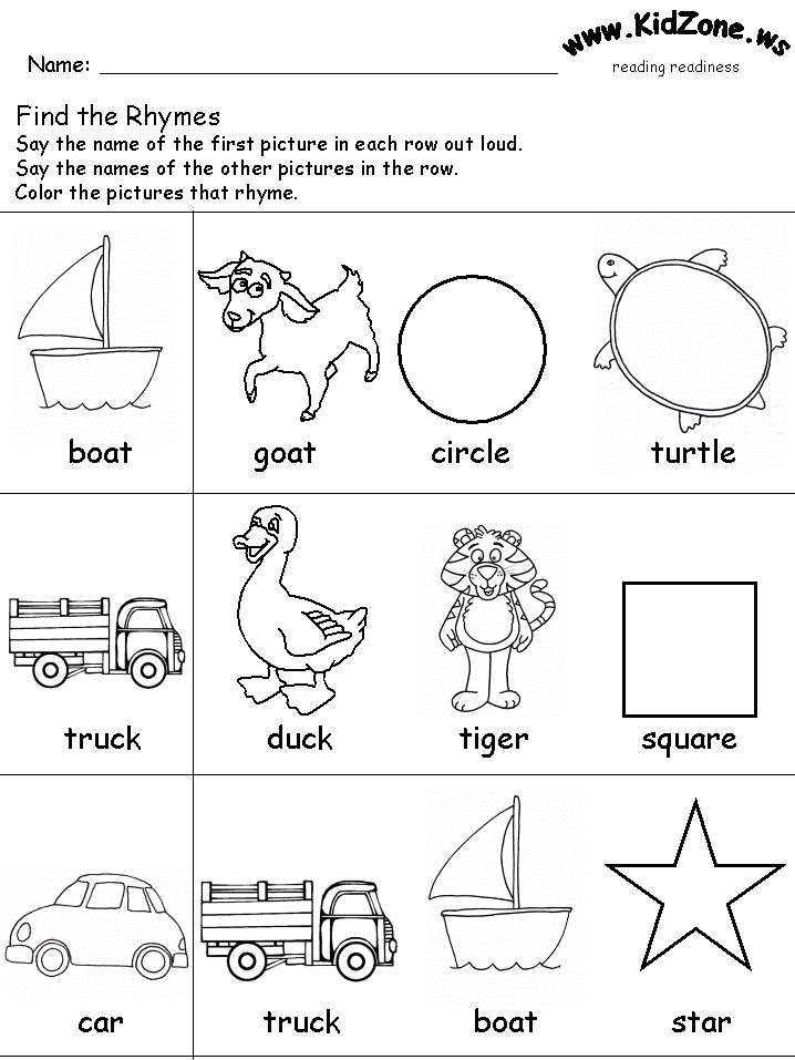 Collection Of Free Printable Rhyming Worksheets For Kindergarten