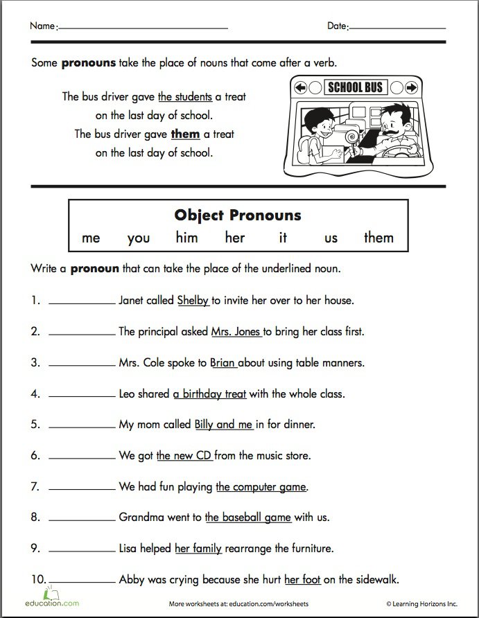Collection Of Free Pronoun Worksheets