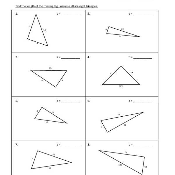 Collection Of Grade 9 Math Pythagorean Theorem Worksheets