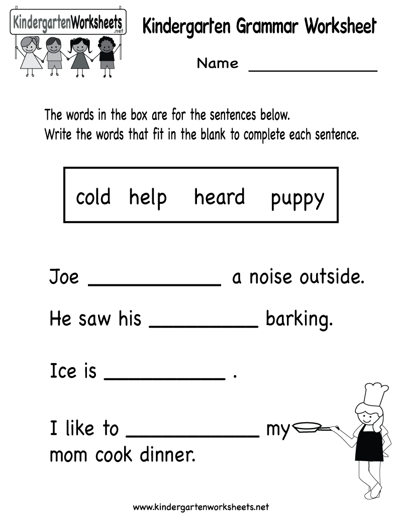 Collection Of Kindergarten Grammar Printable Worksheets