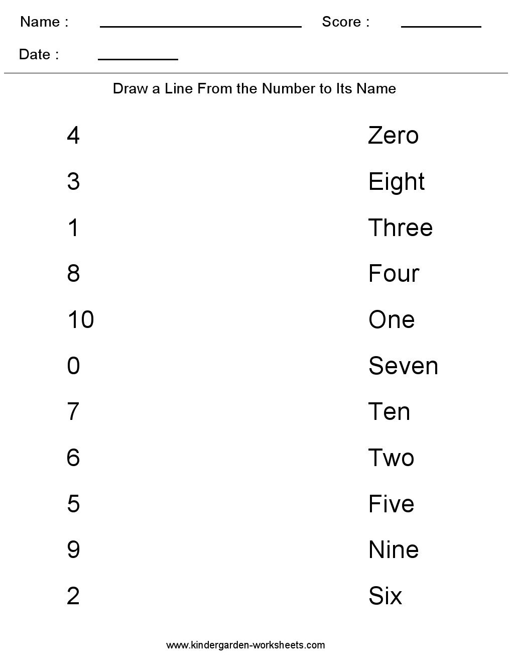 Collection Of Kindergarten Math Worksheets Number Words