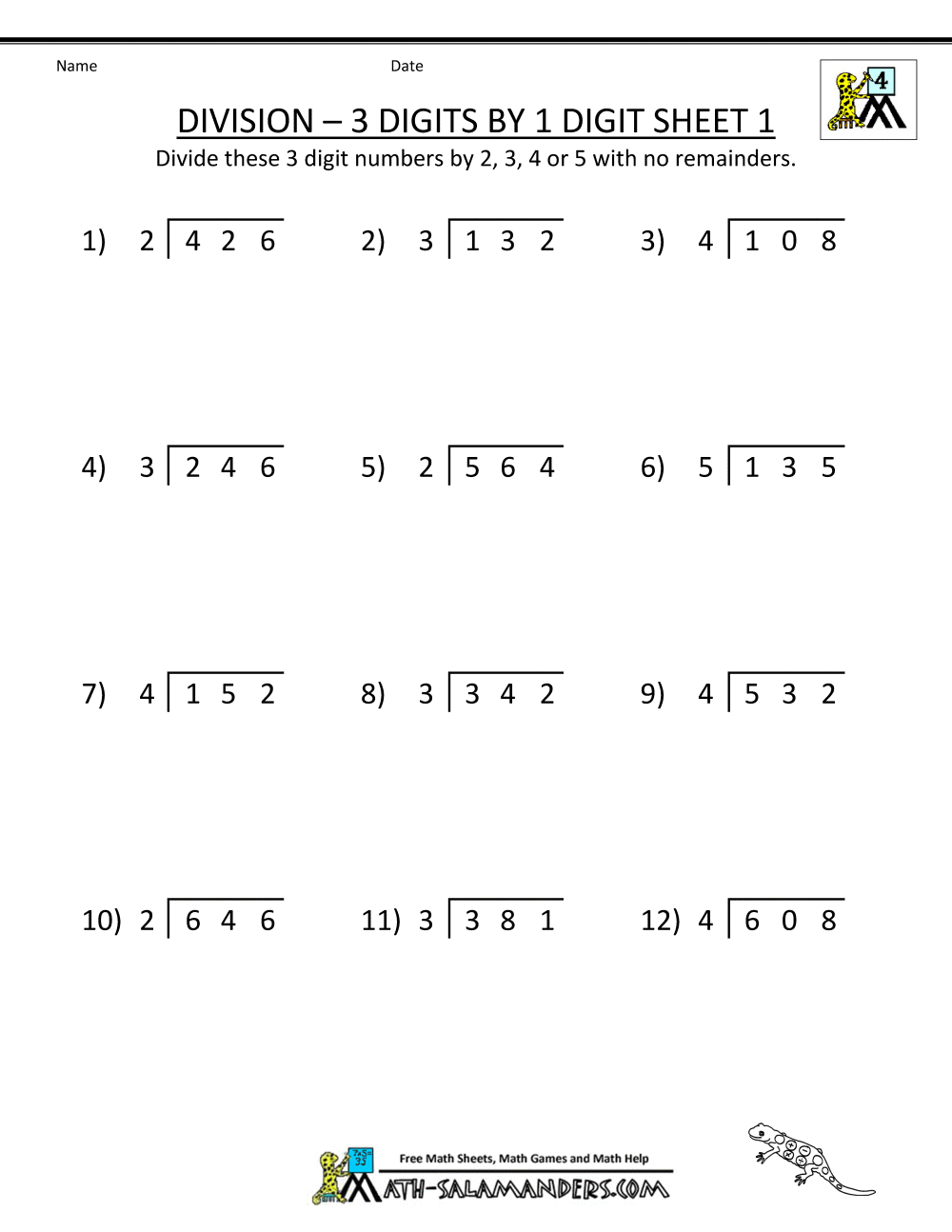 Collection Of Long Division Printable Worksheets 4th Grade