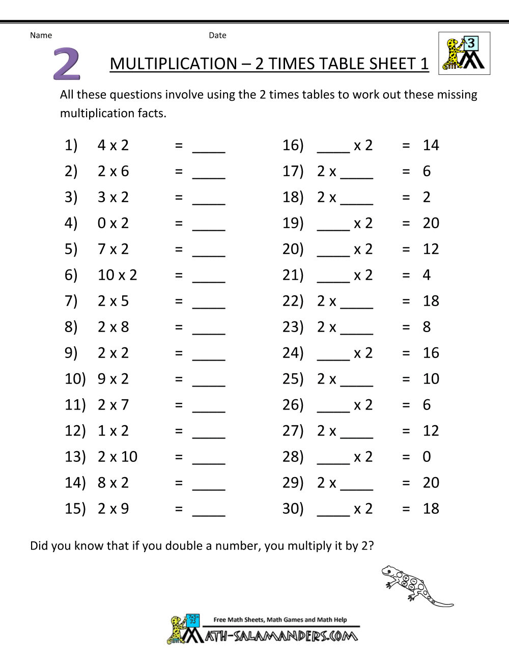 Collection Of Math Times Tables Worksheets 3rd Grade
