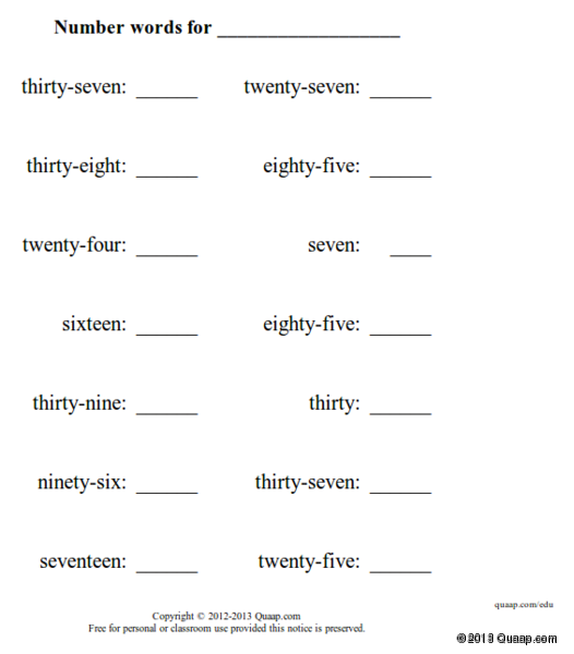 Collection Of Math Worksheet On Number Names