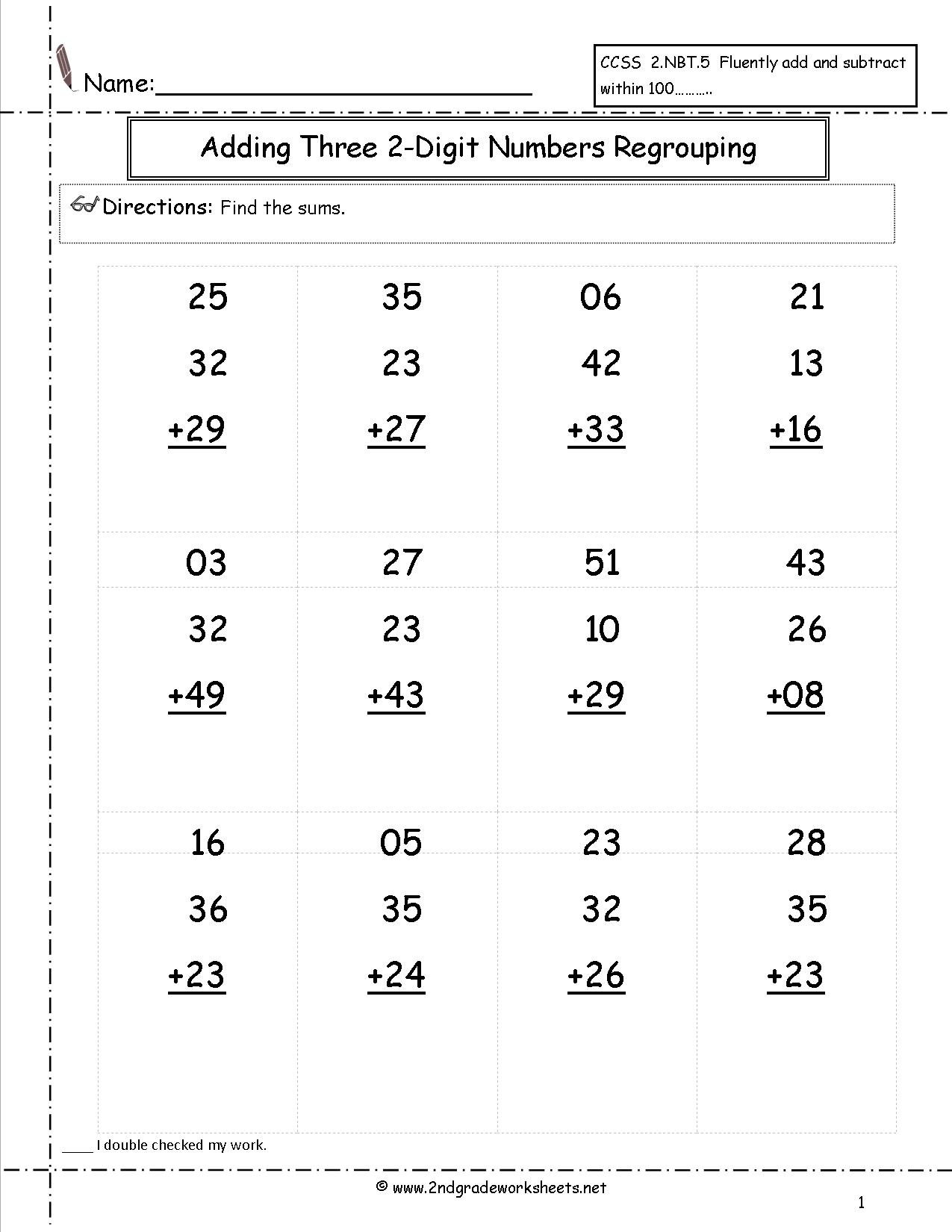 Collection Of Math Worksheets Adding Double Digits