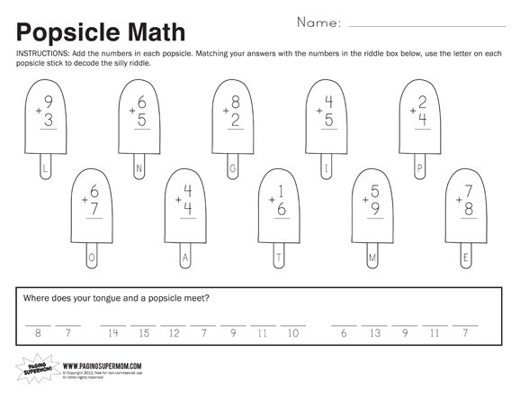 Collection Of Math Worksheets For 1st Grade Printable