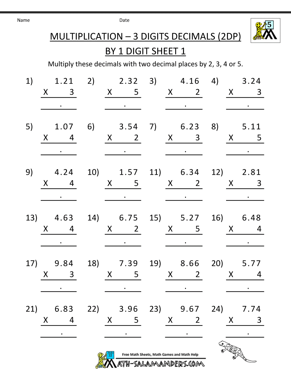 Collection Of Math Worksheets For 5th Grade With Answer Key | Free ...