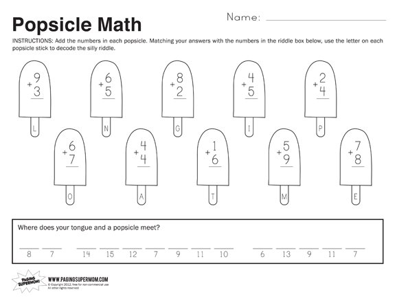 Collection Of Math Worksheets For First Grade Printable