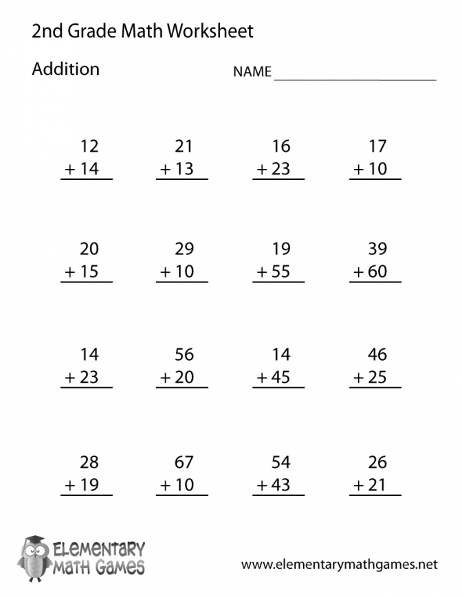 Collection Of Math Worksheets For Second Grade