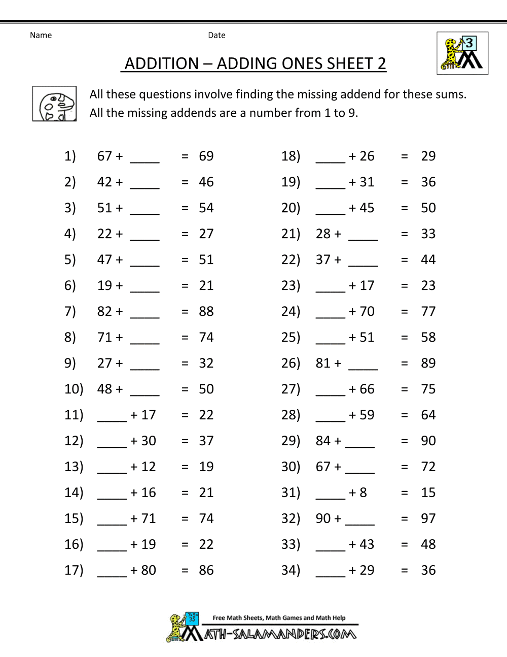 Collection Of Maths Worksheets Year 3 Addition