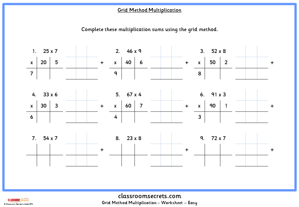 Collection Of Multiplication Worksheets Ks2 Grid Method