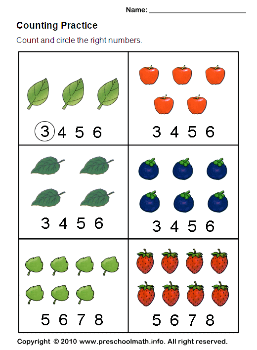 Collection Of Preschool Number Counting Worksheets