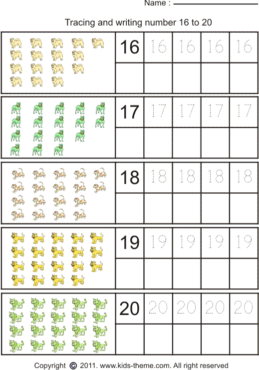 Collection Of Preschool Worksheet Numbers 1 20