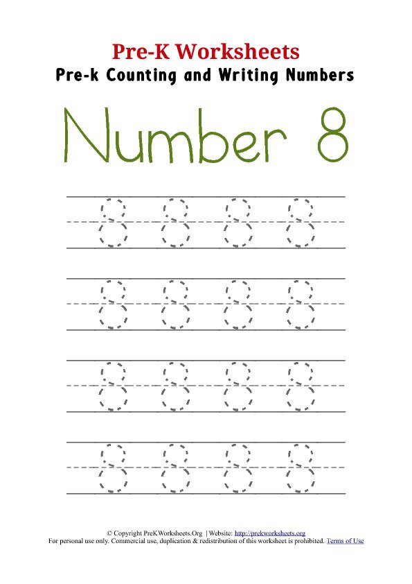 Collection Of Preschool Worksheets For Number 8