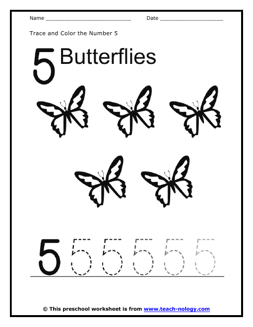 Collection Of Preschool Worksheets Number 5