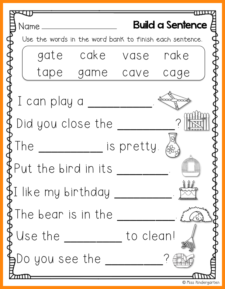 Collection Of Printable Kindergarten Sentence Writing Worksheets