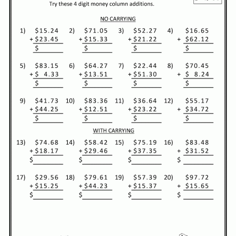 Addition Worksheets For 6th Grade