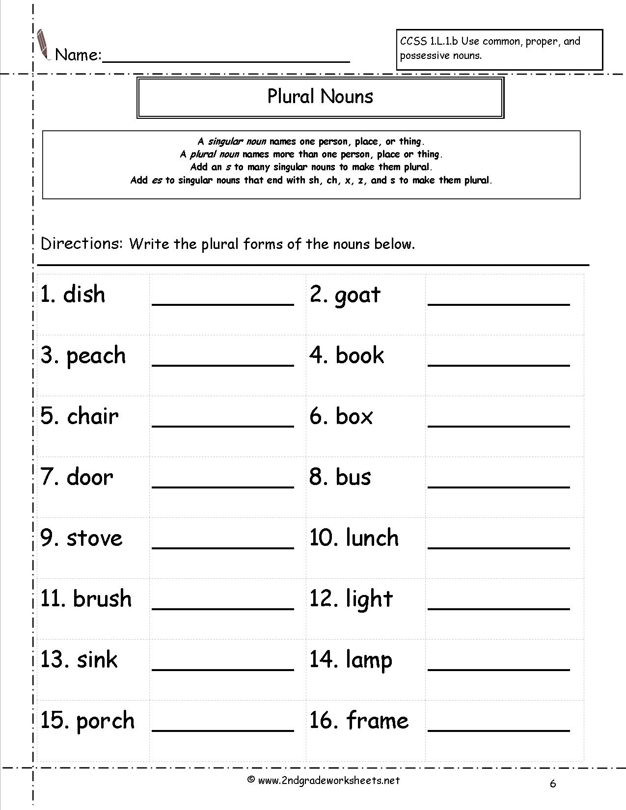 Collection Of Singular And Plural Nouns Worksheet For 3rd Grade