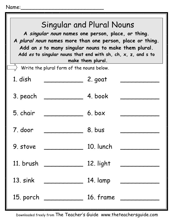 Collection Of Singular And Plural Nouns Worksheet For 3rd Grade