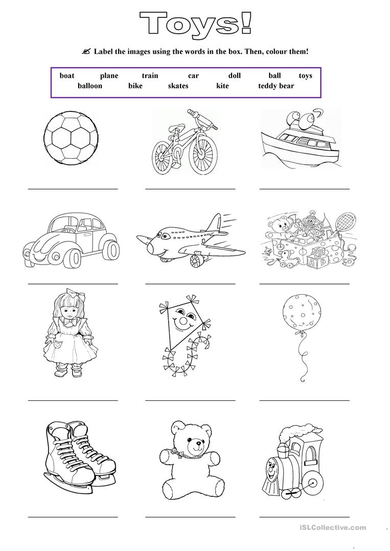 Collection Of Toys Vocabulary Worksheets For Kindergarten