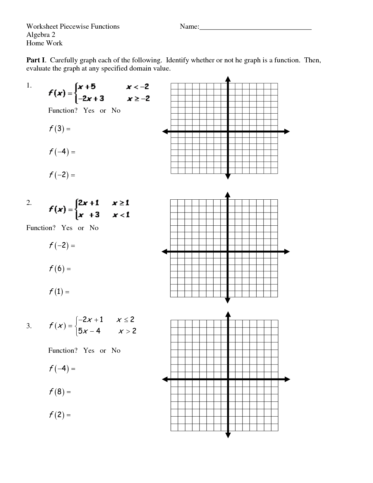 Collection Of Worksheet Piecewise Functions Algebra 2 Key