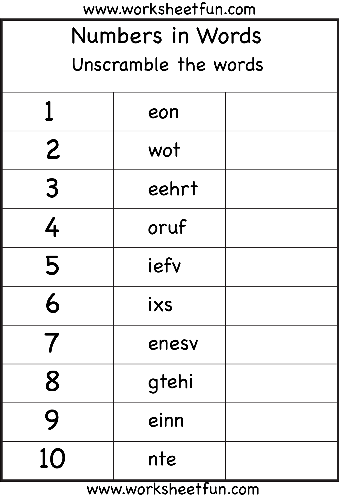 Collection Of Worksheets On Number Words For Kindergarten