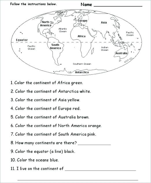 Continents Printable Worksheets Continents Printable Worksheets