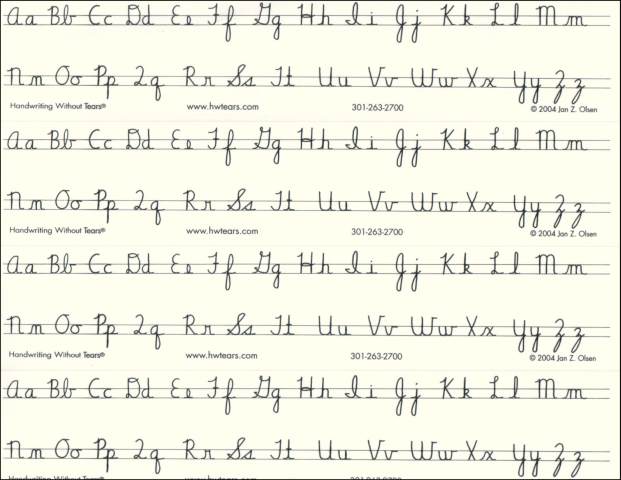 Cursive Alphabet Desk Strips (4 Per Pack), Handwriting Without