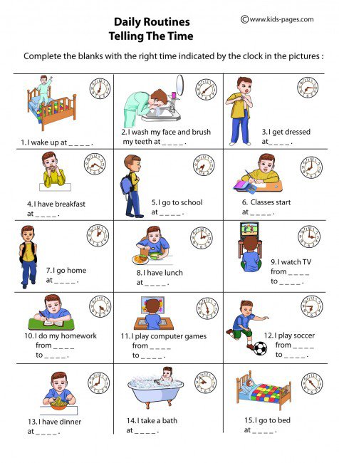 Daily Routine Worksheets For Kindergarten