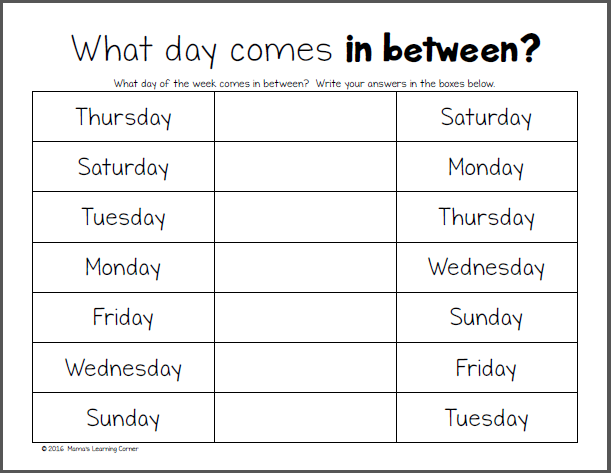 Days Of The Week Worksheets Days Of The Week Worksheets Mamas