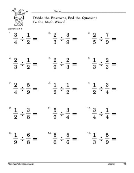 Dividing Fractions Worksheet 7th Grade Fraction Worksheets
