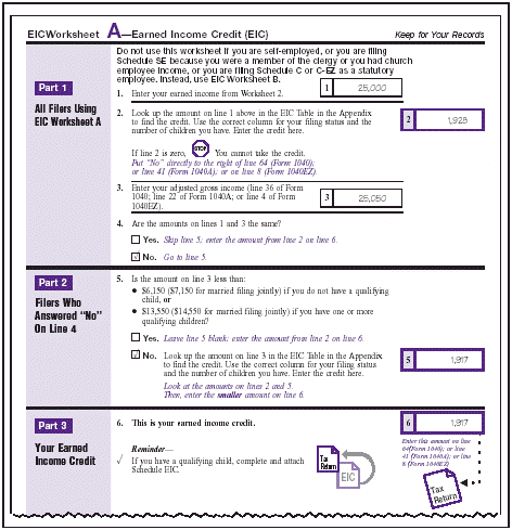 Eic Worksheet Eic Worksheet Publication 596 Earned Income Credit