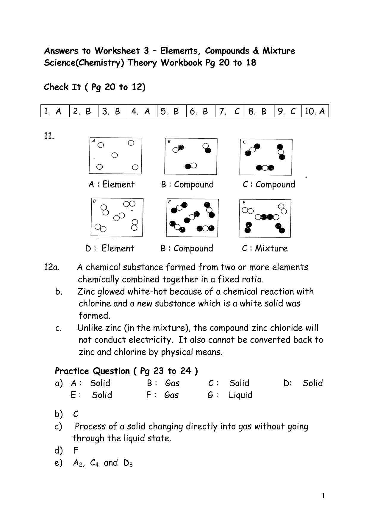 Elements Compound And Mixtures Worksheet The Best Worksheets Image
