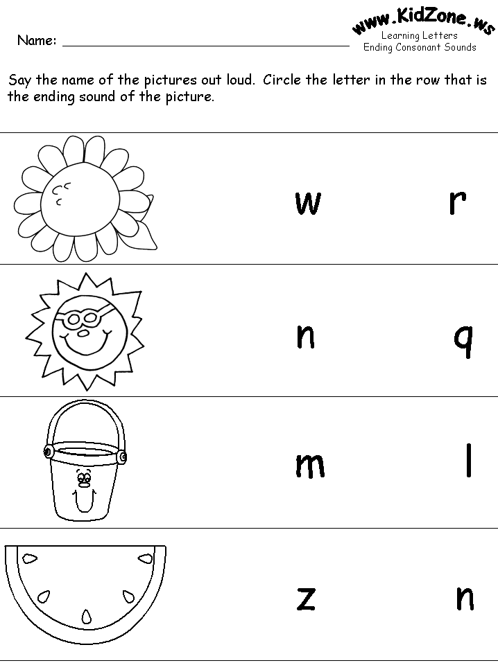 Ending Sounds Worksheets For Preschoolers 917029
