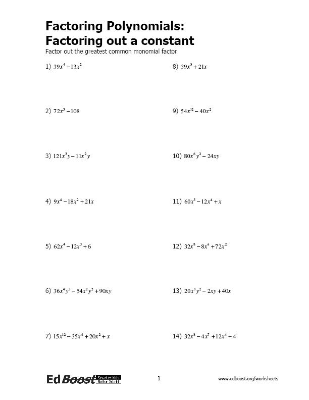 Factoring Polynomials Using Gcf Worksheet The Best Worksheets