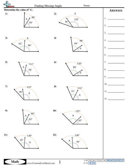Finding Missing Angle Worksheet | Free Worksheets Samples