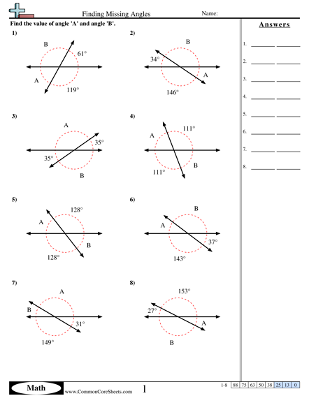 Finding Missing Angles Worksheet | Free Worksheets Samples
