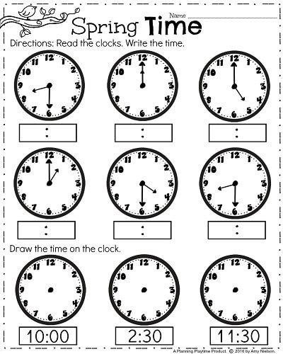 First Grade Math Clock Worksheets 693876