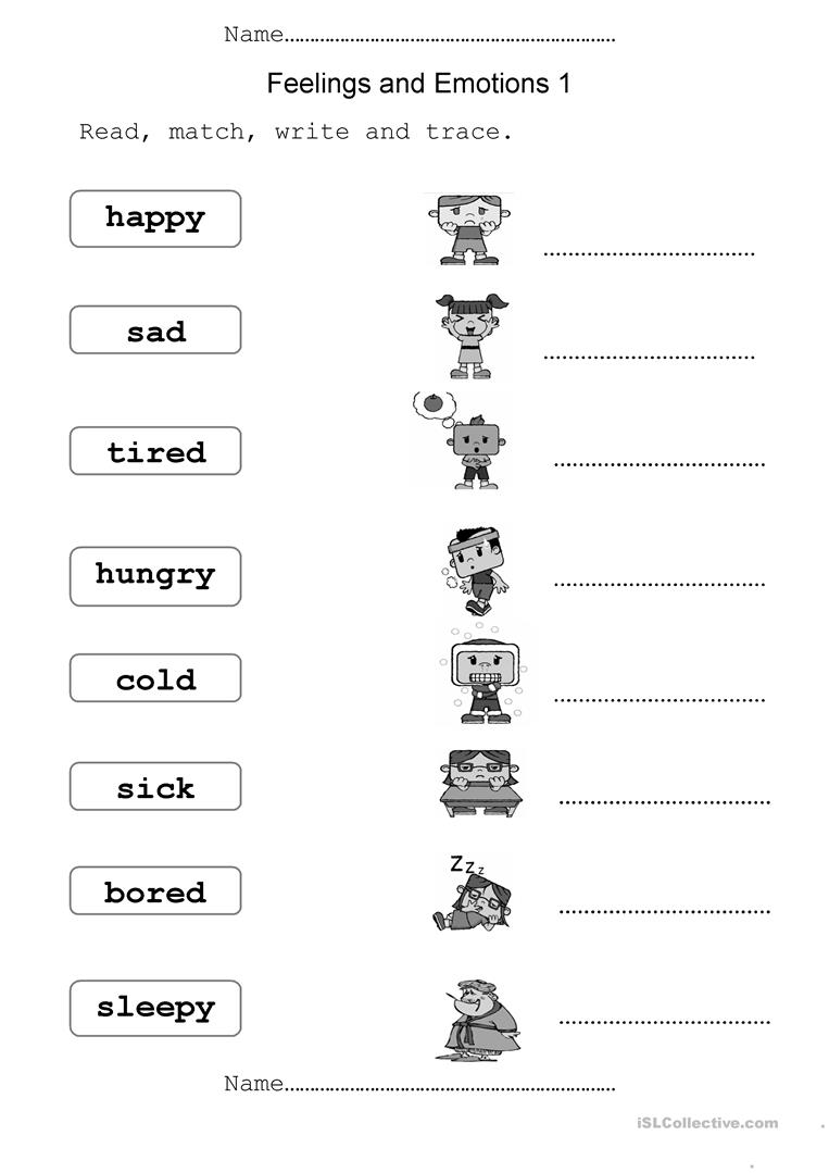 Free Emotions Worksheets For Kindergarten 371104